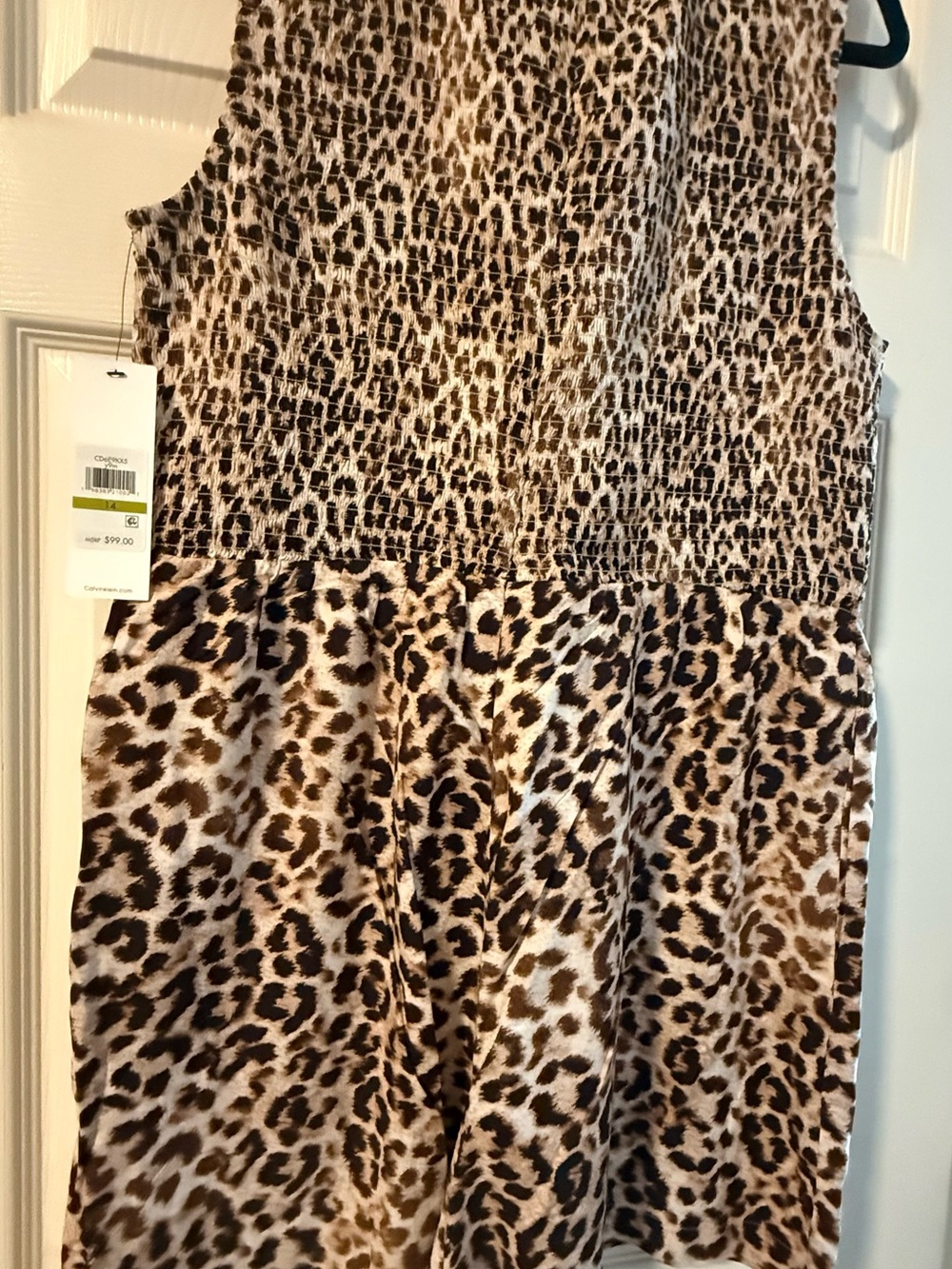 Leopard Print Sleeveless Jumpsuit dress shorts in Brown